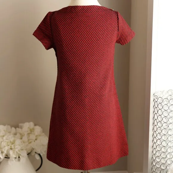 Girl's Red Striped Tweed Shift Dress Preppy Chic Size 7 Boutique New