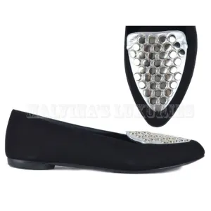 GIUSEPPE ZANOTTI SHOES STUDDED BLACK SUEDE LEATHER FLATS