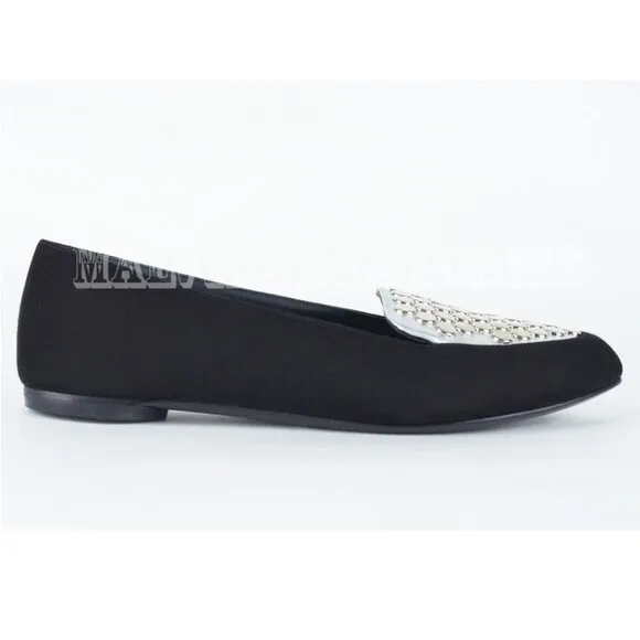 GIUSEPPE ZANOTTI SHOES STUDDED BLACK SUEDE LEATHER FLATS