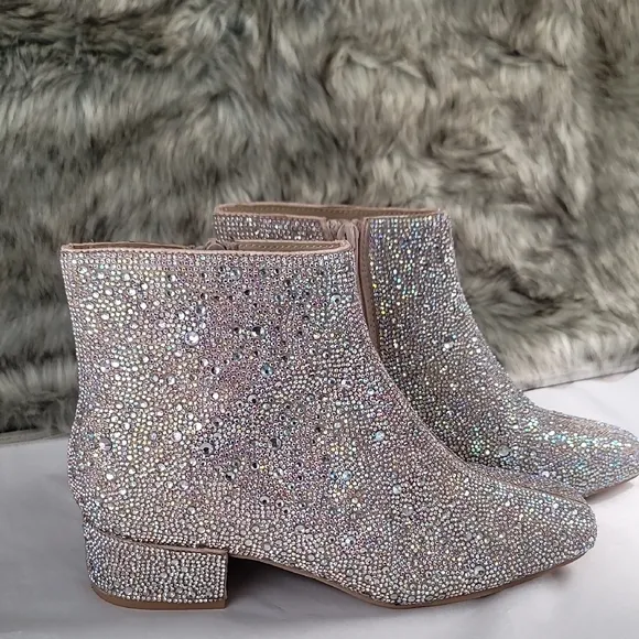 Glamorous Betsey Johnson Cady Rhinestone Girls  Ankle Boots