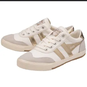 Gola Classics Women's Badminton Sneakers Sz 7 Neutral Gold Silver Minimalist