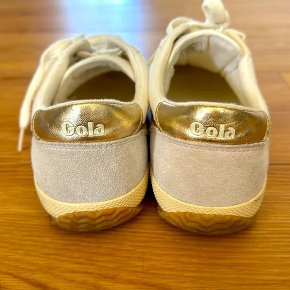 Gola Classics Women's Badminton Sneakers Sz 7 Neutral Gold Silver Minimalist