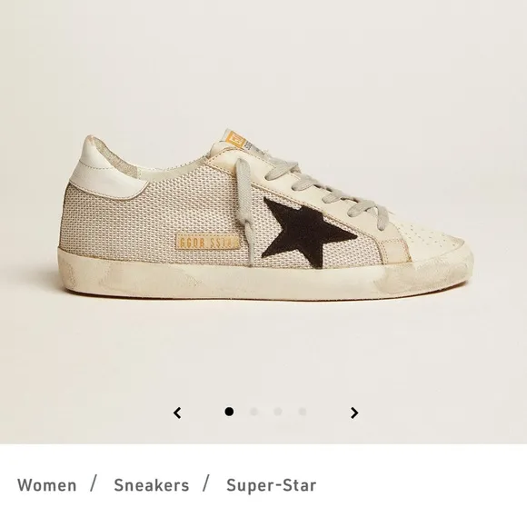 Golden Goose Superstar sneakers  cream with black star with mesh detail.