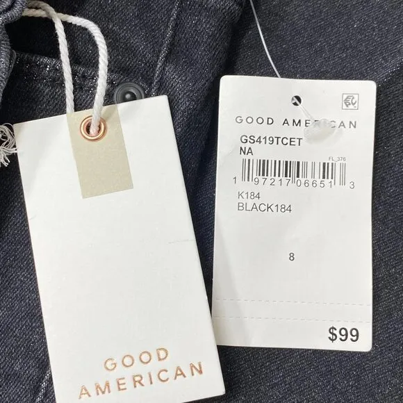 Good American Women's Good Legs Straight Jeans Black Size 8/29 Mid Rise