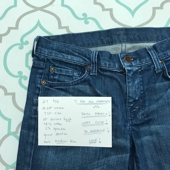 💙👖GORGEOUS! 7FAM DOJO SHORTS👖💙27 3/4 15.25”