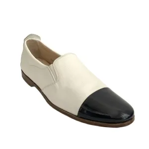 Gravati Loafers Size 6.5M White Blue All Leather Hand Made Cap-toe Italy