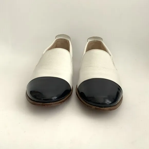 Gravati Loafers Size 6.5M White Blue All Leather Hand Made Cap-toe Italy