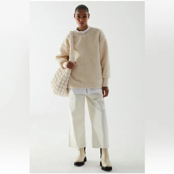 GUC Women’s COS Sherpa Teddy Pullover With Pockets Cream Size XXS/S