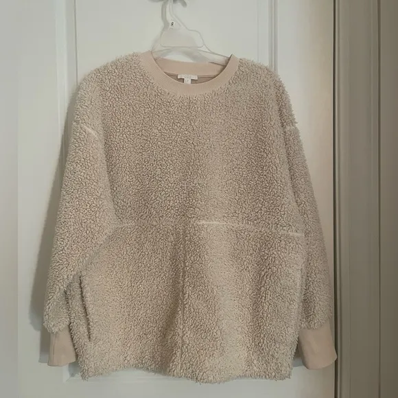 GUC Women’s COS Sherpa Teddy Pullover With Pockets Cream Size XXS/S