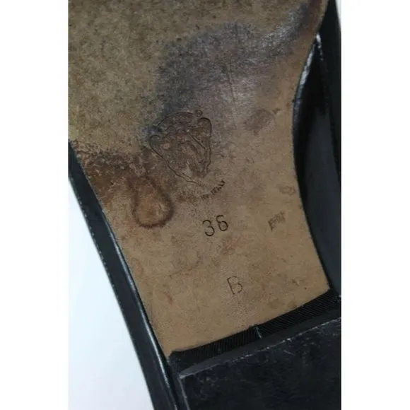 Gucci Black Patent Leather Vintage Early Mod Flats