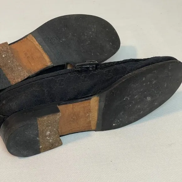Gucci Monogrammed Black Horsebit Loafers size 9