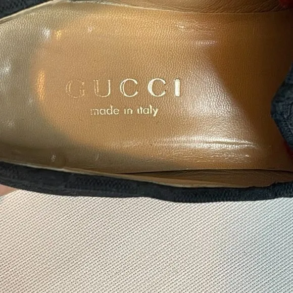 Gucci Monogrammed Black Horsebit Loafers size 9