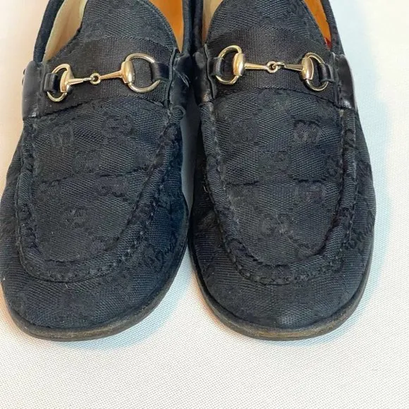 Gucci Monogrammed Black Horsebit Loafers size 9