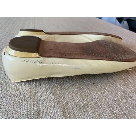 GUCCI patent leather flats open toes metal bow Made In Italy POSSIBLE 11