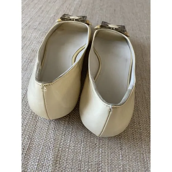 GUCCI patent leather flats open toes metal bow Made In Italy POSSIBLE 11