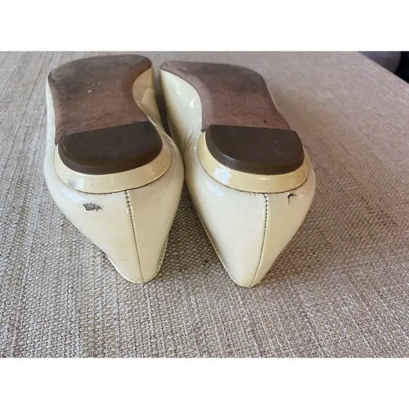 GUCCI patent leather flats open toes metal bow Made In Italy POSSIBLE 11