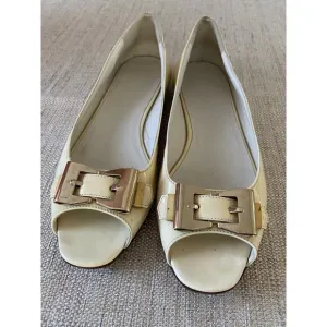 GUCCI patent leather flats open toes metal bow Made In Italy POSSIBLE 11