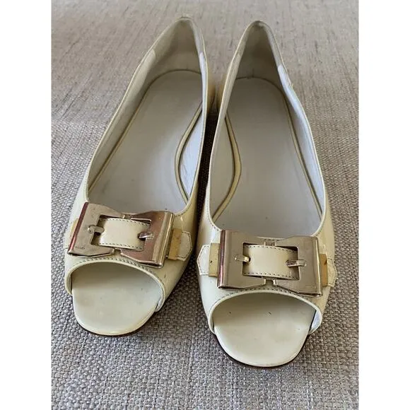 GUCCI patent leather flats open toes metal bow Made In Italy POSSIBLE 11