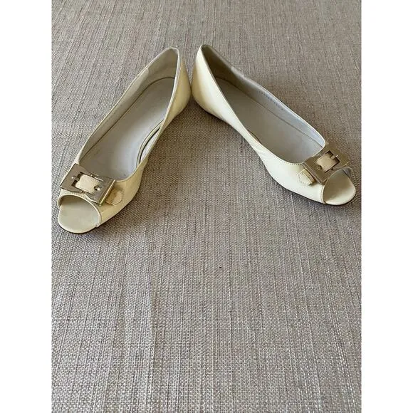 GUCCI patent leather flats open toes metal bow Made In Italy POSSIBLE 11