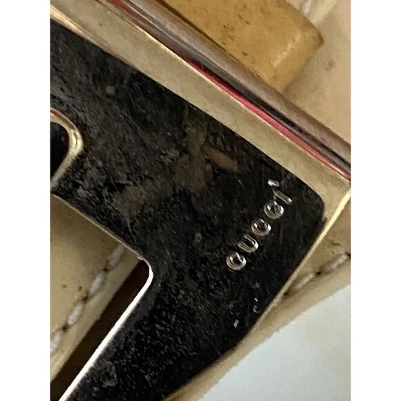 GUCCI patent leather flats open toes metal bow Made In Italy POSSIBLE 11
