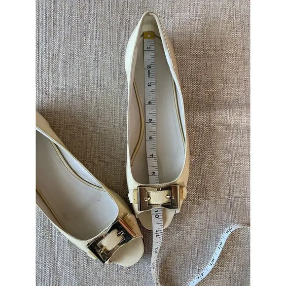 GUCCI patent leather flats open toes metal bow Made In Italy POSSIBLE 11
