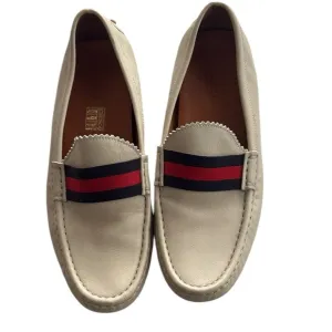 Gucci woman’s  Cream Loafers with Red and Black Stripe EUC