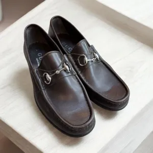 Gucci Women’s 8 Wide Horsebit Loafers Brown Leather Old Money Equestrian Classic