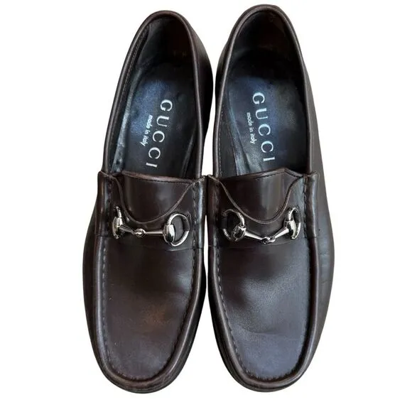Gucci Women’s 8 Wide Horsebit Loafers Brown Leather Old Money Equestrian Classic