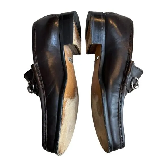 Gucci Women’s 8 Wide Horsebit Loafers Brown Leather Old Money Equestrian Classic