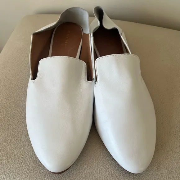 Halogen Sylvia  White Leather Collapsible Back Flat Loafers Women’s Size 9