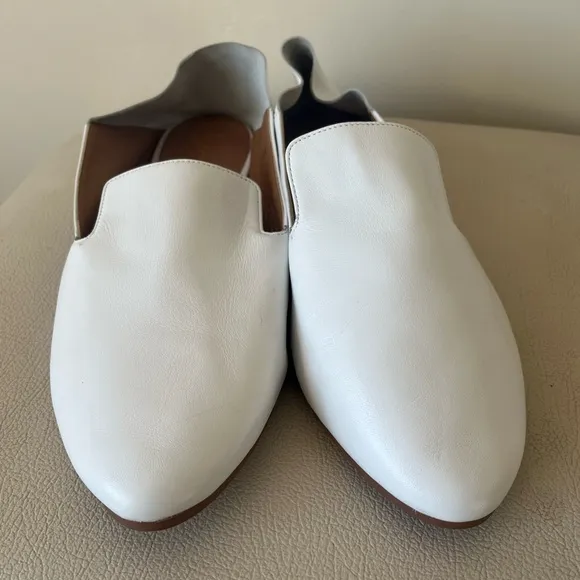 Halogen Sylvia  White Leather Collapsible Back Flat Loafers Women’s Size 9