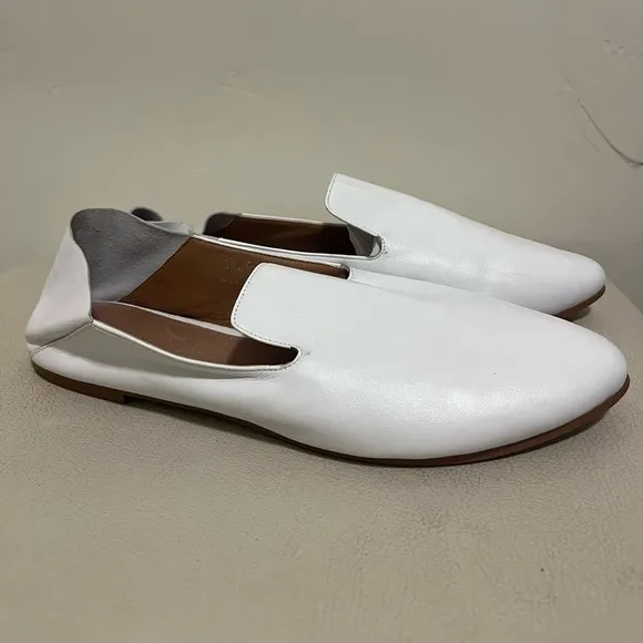Halogen Sylvia  White Leather Collapsible Back Flat Loafers Women’s Size 9