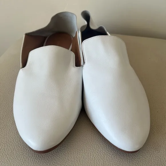Halogen Sylvia  White Leather Collapsible Back Flat Loafers Women’s Size 9