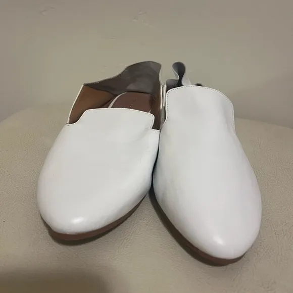 Halogen Sylvia  White Leather Collapsible Back Flat Loafers Women’s Size 9