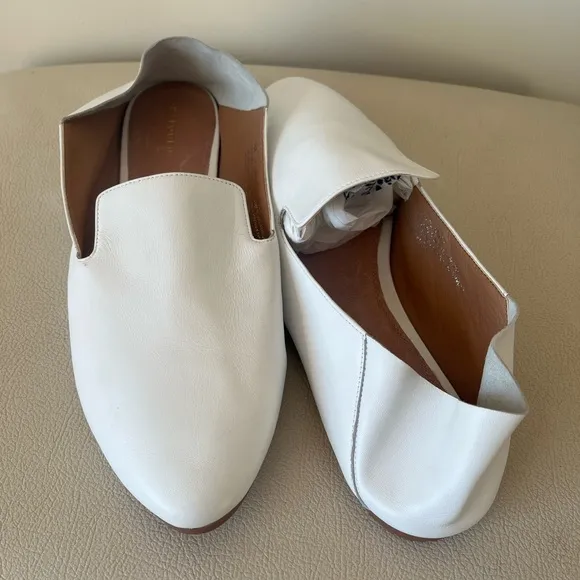 Halogen Sylvia  White Leather Collapsible Back Flat Loafers Women’s Size 9
