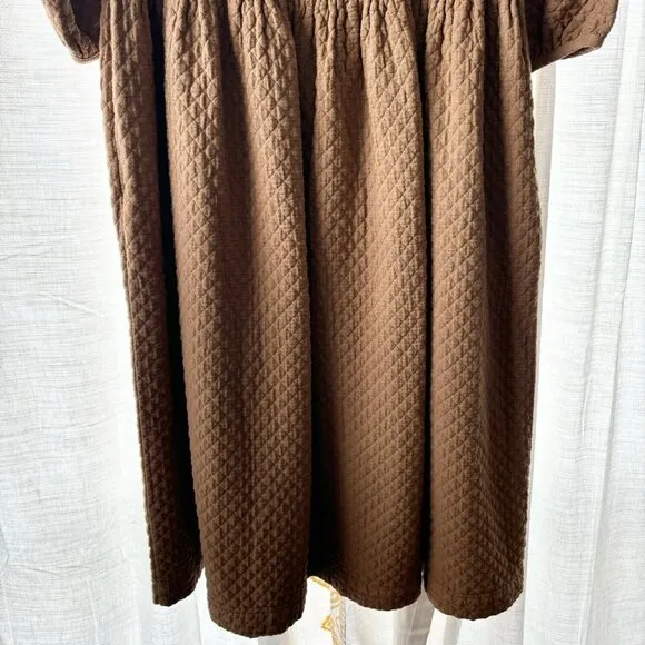 Hansel From Basel Sonja Quilted Dress (Size 1 or S) Camel Midi Modest Oversized