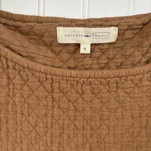 Hansel From Basel Sonja Quilted Dress (Size 1 or S) Camel Midi Modest Oversized