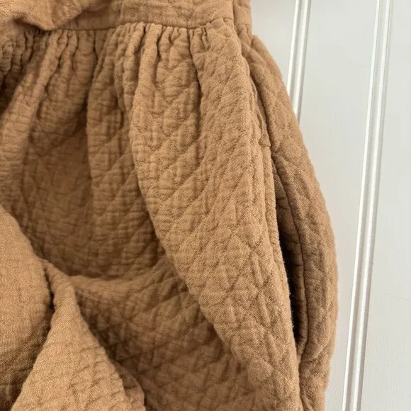 Hansel From Basel Sonja Quilted Dress (Size 1 or S) Camel Midi Modest Oversized