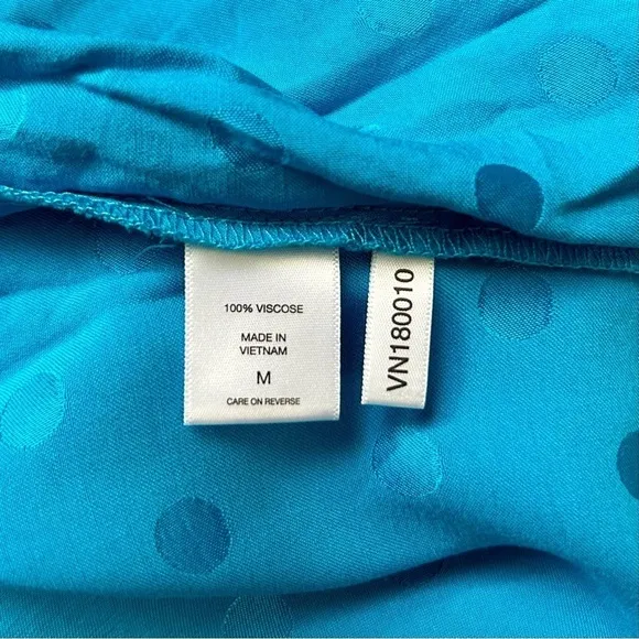 Happy X Nature Daydream Maxi Dress Blue Jewel Satin Polka Dot Wide Sleeve Size M