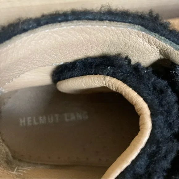 Helmut Lang Black Shearling Stitched High-Top Sneakers Size It 38.5 US 8.5