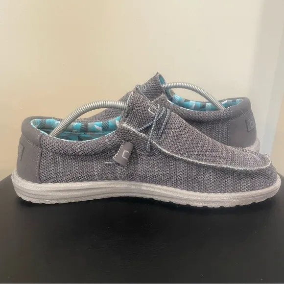 Hey Dude Wally Sox Charcoal Gray Slip on Loafers Mens Size 11 Shoes Geometric