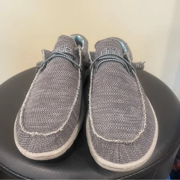 Hey Dude Wally Sox Charcoal Gray Slip on Loafers Mens Size 11 Shoes Geometric