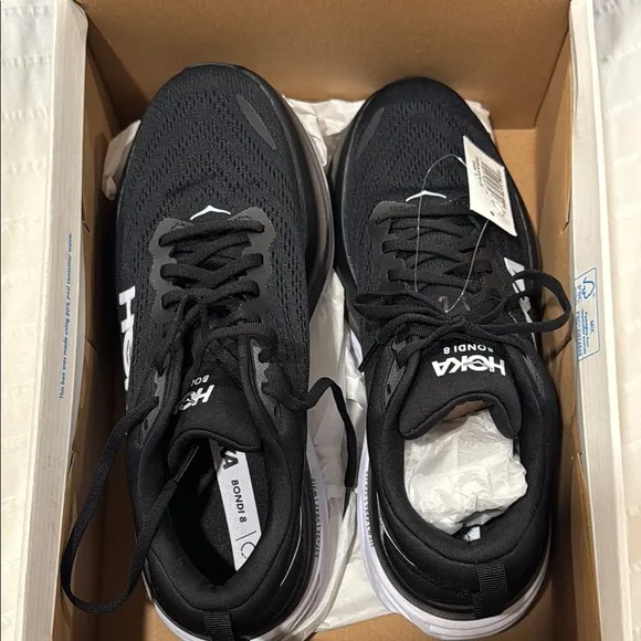 Hoka Bondi 8 Blue and White Sneakers