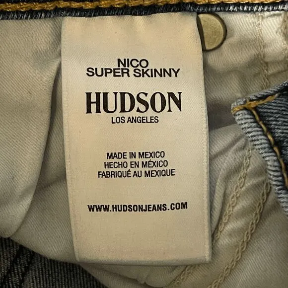 Hudson Nico Super Skinny Jeans Size 25 Blue Mid-Rise Stretch Denim Classic Fit