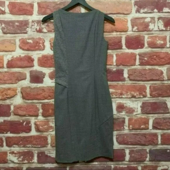 HUGO BOSS DAJEEN2 GRAY VIRGIN WOOL BLEND DOUBLE TEXTURED SLEEVELESS DRESS