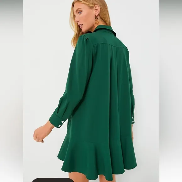Hunter Green Crepe Callahan Shirt DressTUCKERNUCK