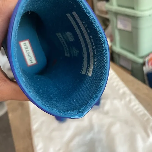 Hunter Kids First classic size 4 in color Bitter Indigo / Borealis Blue