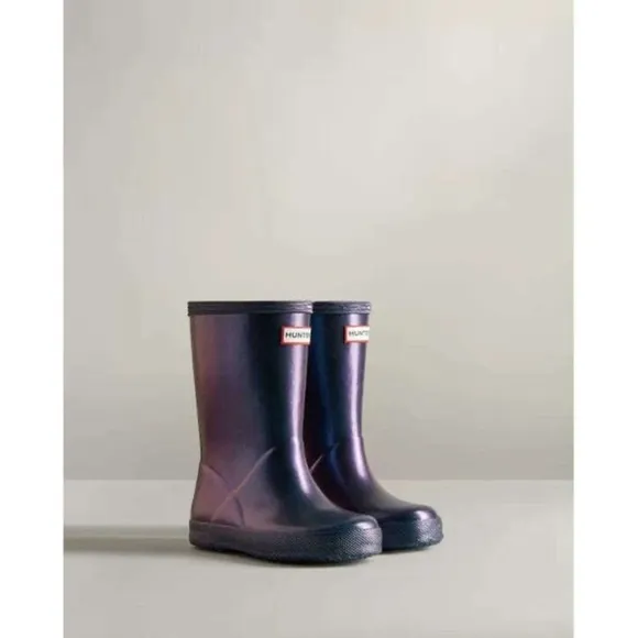 Hunter | Kid's First Classic Wave Blue Nebula Rain Boots Size US 6 Girls