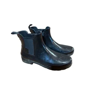 Hunter Original Refined Chelsea Gloss Womens Black Short Ankle Rain BOOTS Sz 6