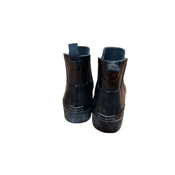 Hunter Original Refined Chelsea Gloss Womens Black Short Ankle Rain BOOTS Sz 6